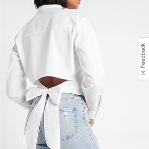 TIE BACK CROPPED BUTTON DOWN SHIRT